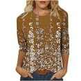 thumbnail image 1 of Birdeem Blouse pour Femmes T-Shirt Imprimé Mode Manches 3/4 Blouse Col Rond Hauts Décontractés, 1 of 1