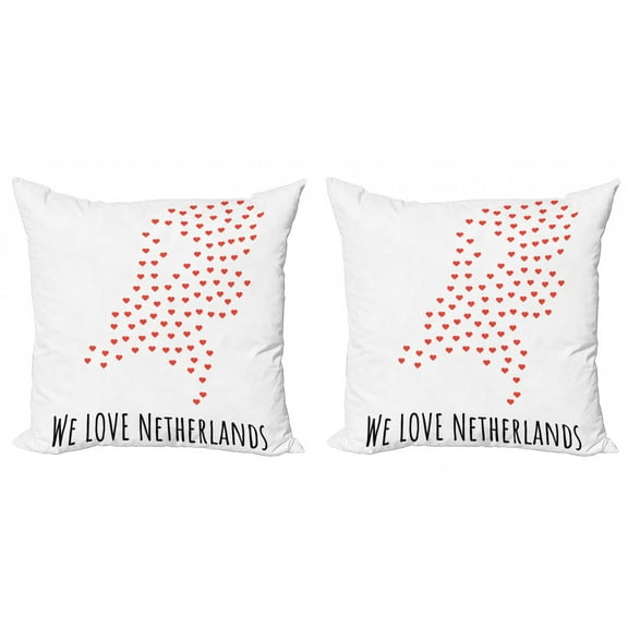 Ambesonne Amsterdam Throw Pillow Cover 2 Pack, Love Netherlands Wording, 18", Vermilion Charcoal Grey