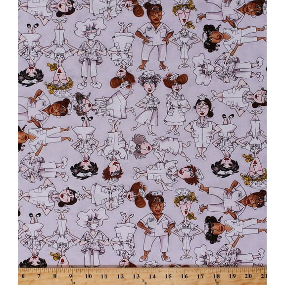 Cotton Nifty Nurses Tossed Cotton Fabric Print by the Yard 691-799-B