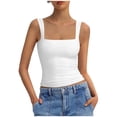 thumbnail image 2 of Vmvidoty Summer Women Tank Top Square Neck Sleeveless Basic Tight T Shirts White S, 2 of 5
