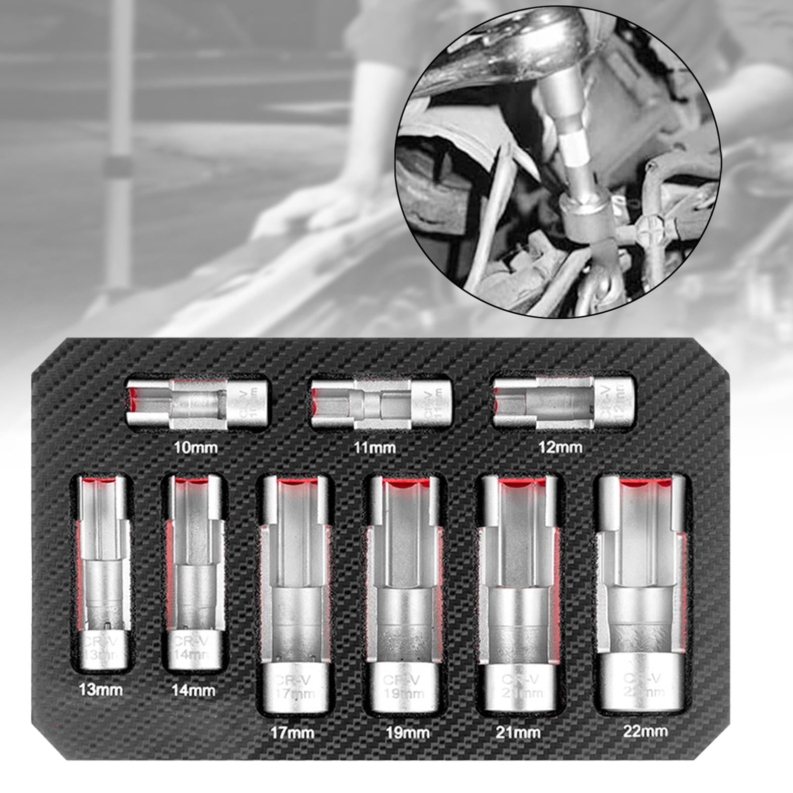 Miulika 9Pcs Oxygens Sensors Socket Line Socket Portable Spanner Socket Supplies Car with Storage Box Slotted Socket Wrench Tool