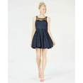 thumbnail image 4 of Trixxi Juniors Illusion Rose Textured Fit Flare Dress Med Blue 9, 4 of 4