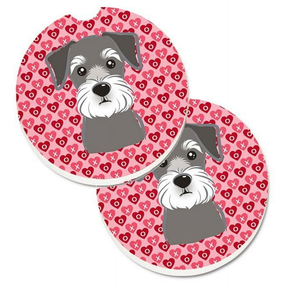 Schnauzer Hearts Cup Holder Car Coasters - Set of 2