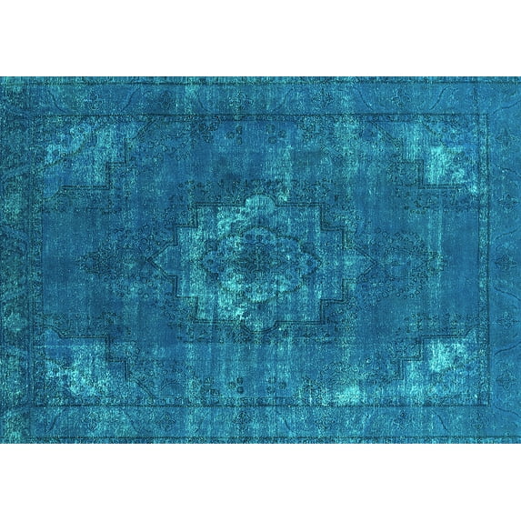 Ahgly Company Machine Washable Indoor Rectangle Persian Turquoise Blue Bohemian Area Rugs, 2' x 4'