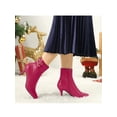 thumbnail image 6 of BLISSFUL STEP Women's Pointy Toe Buckle Stiletto Heels Ankle Boots Hot Pink 9, 6 of 8
