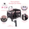 thumbnail image 6 of INFANS 3 in 1 Pack and Play, Portable Travel Baby Crib Bassinet with Detachable Mattress, Newborn Changing Table, Foldable Playpen with Carry Bag and 2 Wheels, 6 of 6