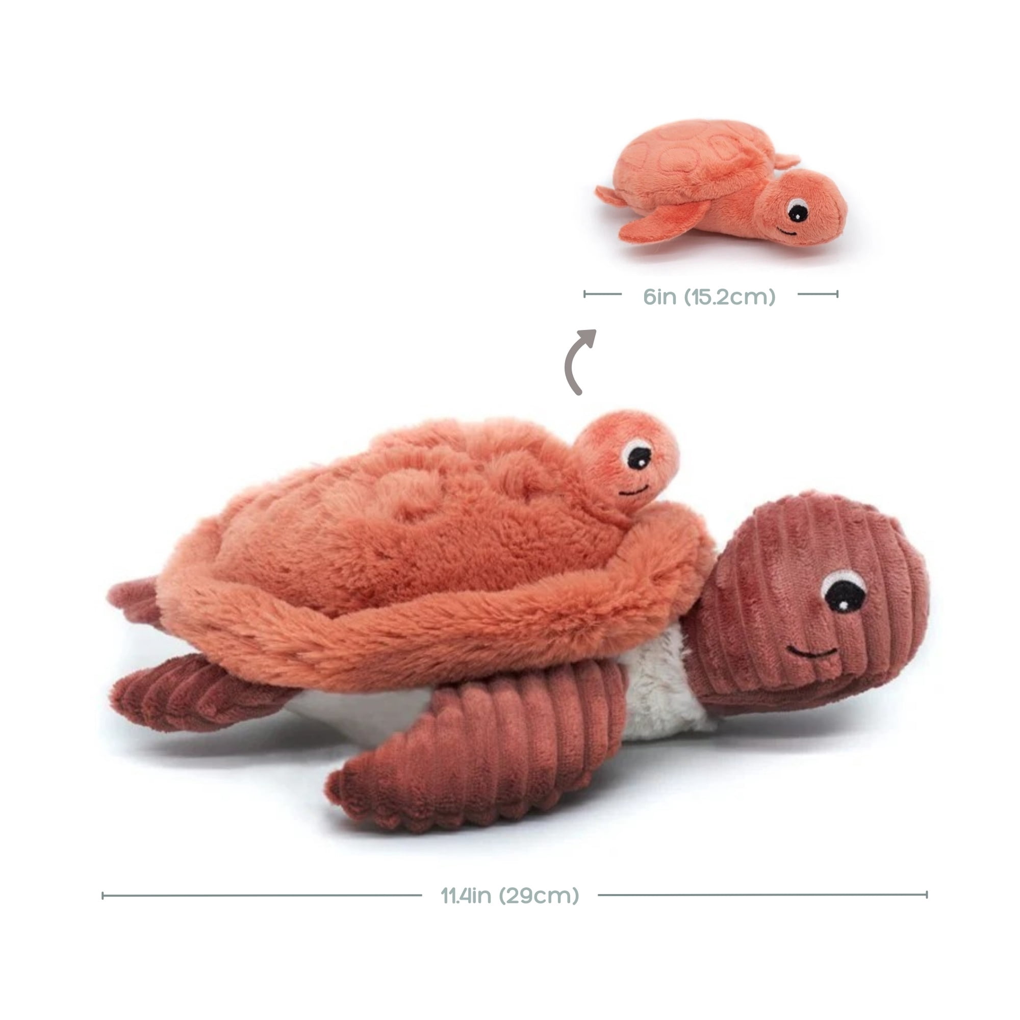Les Ptipotos Sea Turtle Mom & Baby Plush Stuffed Animal Set & Eco-Friendly Toy in Terracotta