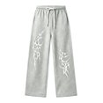 thumbnail image 4 of WERYOUNG Boys Pants Elastic Drawstring Waist Wide Leg Trousers Toddler Kids Loose Fit Back To School Pants 12-13 Years, 4 of 5