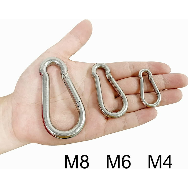 6 Pcs Carabiner Clip Spring Snap Hook - 304 Stainless Steel Quick Link  Clips, Heavy Duty Snap Hook for Gym Equipment, Outdoor Shade Sails, Camping  Hiking Hammock Swing(M8,80mm, can Hold 500lbs) 