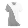 thumbnail image 6 of VgaVtl Womens Tshirts V-Neck Short Sleeve Tops Women Solid Patchwork Soft Holiday Leisure Loose Athletic Shirts,Gray XXL, 6 of 6