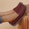 thumbnail image 5 of Rokment Women's Protective Toe Walking Shoes Comfortable Leather Slip on Flat Loafers Orthotic Non Slip Work Fashion Sneakers Wine Size 7.5, 5 of 7
