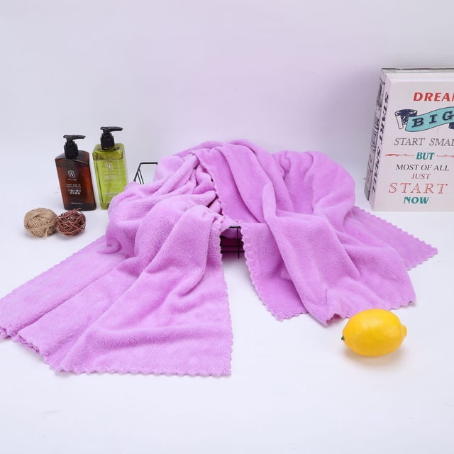 Nvzi pieza de toallas de baño, toalla de baño de vellón coral de alta densidad, baño, deportes, toalla de 27,56 x 55,12 pulgadas (morado claro)