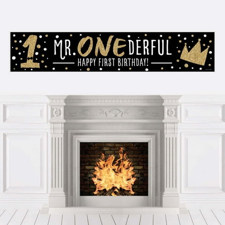 Big Dot of Happiness 1st Birthday Little Mr. Onederful - Happy First Birthday Boy Decorations Party Banner