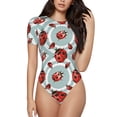 thumbnail image 1 of Balery Insects Body de cuello redondo de manga corta para mujer Tops de manga corta Tops básicos-Large, 1 of 7