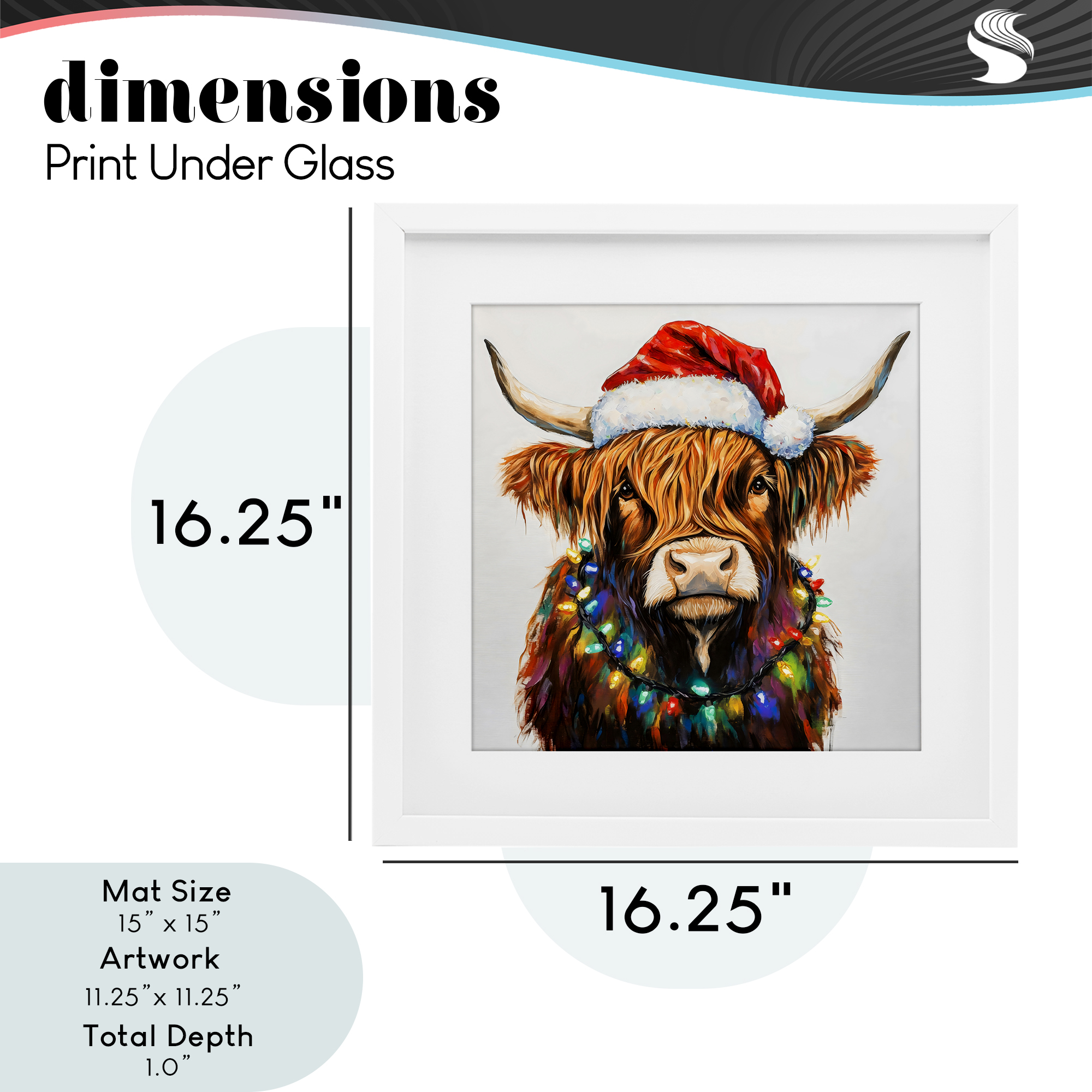 Holiday Lights Bedecked Highland White Framed Print Under Glass, design by Petal Prints Design