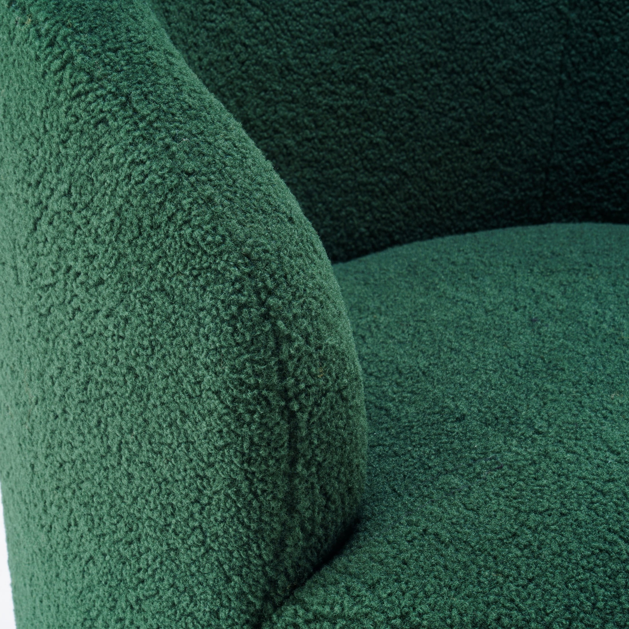 Noble House Arissa 26" Teddy Ergonomic Barrel Armchair, Swivel Reading Chair with Metal Base for Living Room, Dark Green