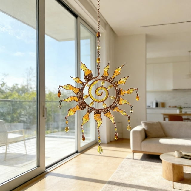 Adorno atrapasoles acrílico artesanal – Decoración solar bohemia para ventana, jardín o sala de estar – Decoración colgante reflectante con efecto prisma arcoíris