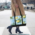 thumbnail image 4 of FORMRS Canvas Laptop Tote Bag for Women with 15.6" Computer Compartments Shoulder Handbag, Cartoon Plaid Lemon, 4 of 7