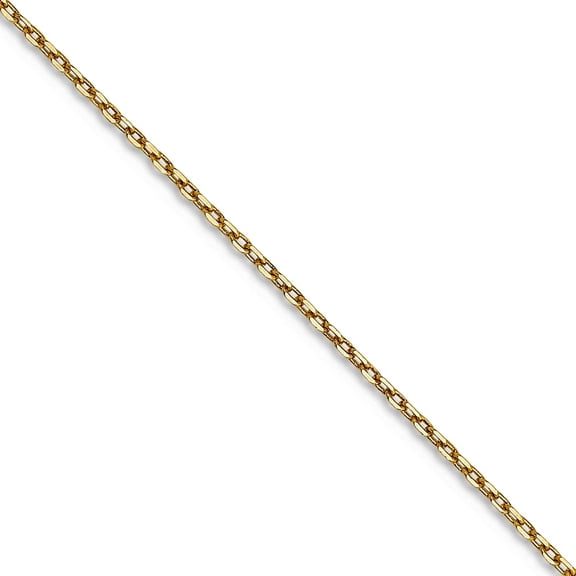10k Solid Yellow Gold .8mm Sparkle-Cut Cable With Lobster Clasp Chain Necklace 22 Inch Chain Necklace for Women and Men
