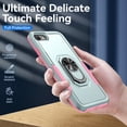 thumbnail image 3 of iPhone SE 2022 Case/iPhone SE 2020 Case/iPhone 8 Case/iPhone 7 Case with Ring Stand, Dteck Heavy Duty Full Body Shockproof Case Support Car Mount Hybrid Bumper Silicone Hard Back Cover, Mint + Pink, 3 of 8