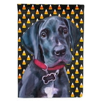 Black Great Dane Puppy Candy Corn Halloween House Flag