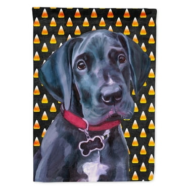 Black Great Dane Puppy Candy Corn Halloween House Flag