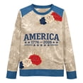 thumbnail image 4 of MEICHEN Women's 250th Anniversary Embroidered Denim Patchwork Round Neck Sweatshirt 250th Anniversary Sweatshirt Patriotic Sweatshirt, 4 of 4