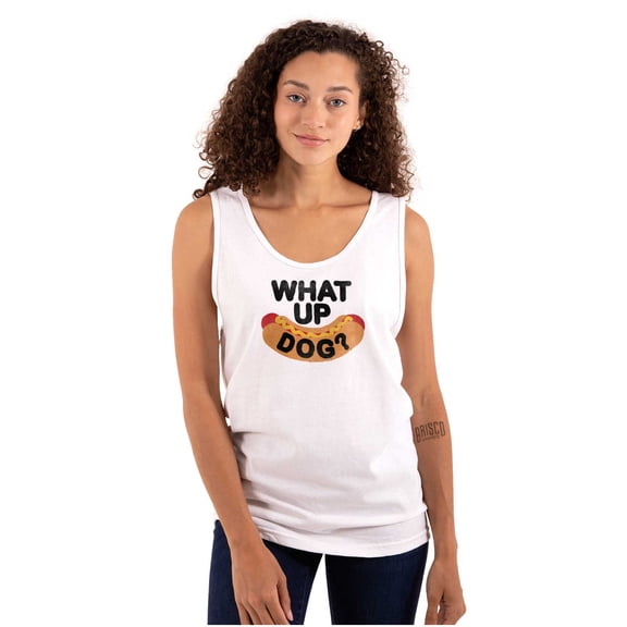Funny Food Pun Joke What Up Dog Tank Top T Shirts Men Women Brisco Brands S