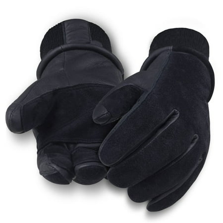 

Premium Deerskin Leather Winter Gloves with 3M Thinsulate - Black