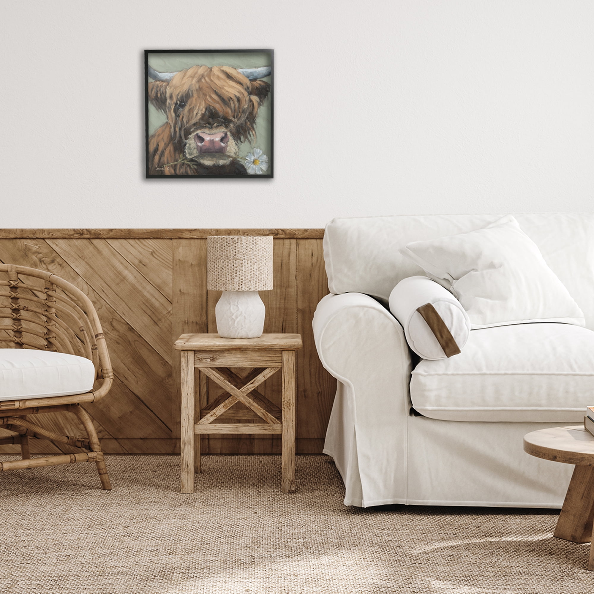 Stupell Industries Blossom Babe Cattle Black Framed Giclee Art, design by Sara G. Designs