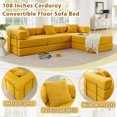 thumbnail image 5 of 108"W Corduroy Convertible Floor Sofa Bed, Oversized Compression Sofa with Pillows, No Assembly Required, Futon Lazy Boneless Couch Sleeper Sofa with Pull Out Bed Modular Futon Couch, Living Room, 5 of 17
