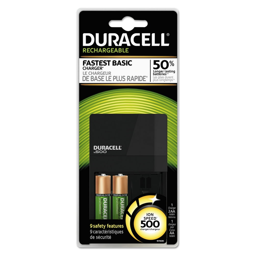Duracell ION SPEED 500 Starter Kit Charger, Includes 2 AA NiMH