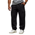 thumbnail image 2 of Domuza Cargo Sweatpants for Men Baggy Wide Leg Drawstring Sweatpants 2026 Trendy Outdoor Open Bottom Jogger Trousers with Multi Pockets Black L, 2 of 6
