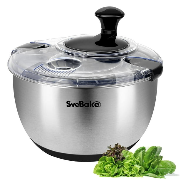 Lavadora de verduras SveBake SveBake de acero inoxidable para ensaladas, 4 litros