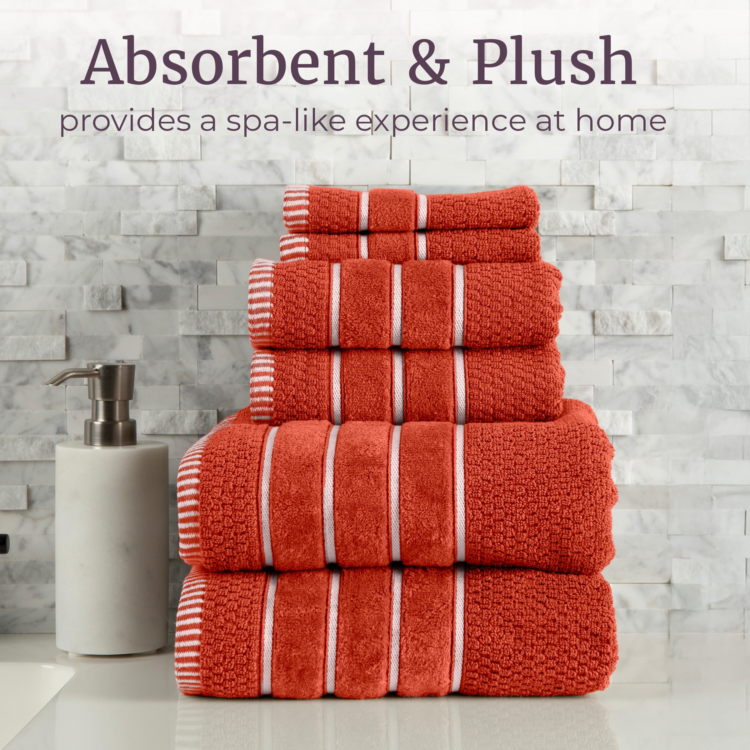 Somerset Home 6-Piece Combed Cotton Rice Weave Towel Set for Adult (Brick)