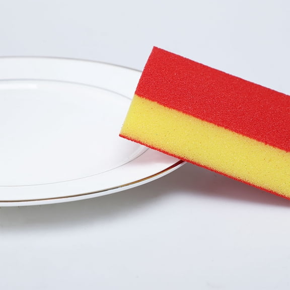 Uxcell 4" x 2.8" Non-Scratches Scouring Pads Scrub Kitchens Sponge Red 8pcs