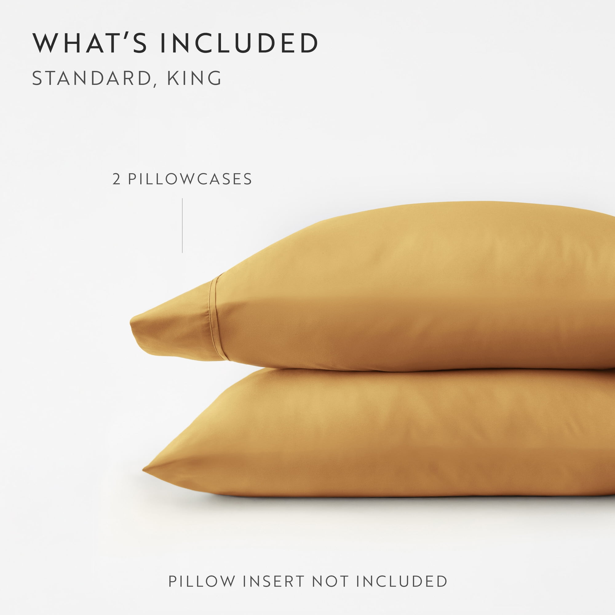Noble Linens 2 Piece Pillow Case Set, Gold, Standard/Queen