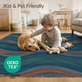 thumbnail image 4 of ODIKA 5'x7' Washable Area Rug Non-Slip, Low Pile, Stain Resistant Wave Landscape Layered Gradient Motifs Washed Tonal Striped Abstract for Guest Room, Lounge, Apartment, 4 of 7