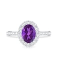 thumbnail image 5 of Rosec Jewels Oval Shape Amethyst Ring with Moissanite Halo for Women - 1 Carat - AAA Grade, 10K White Gold, US 8.50, 5 of 9