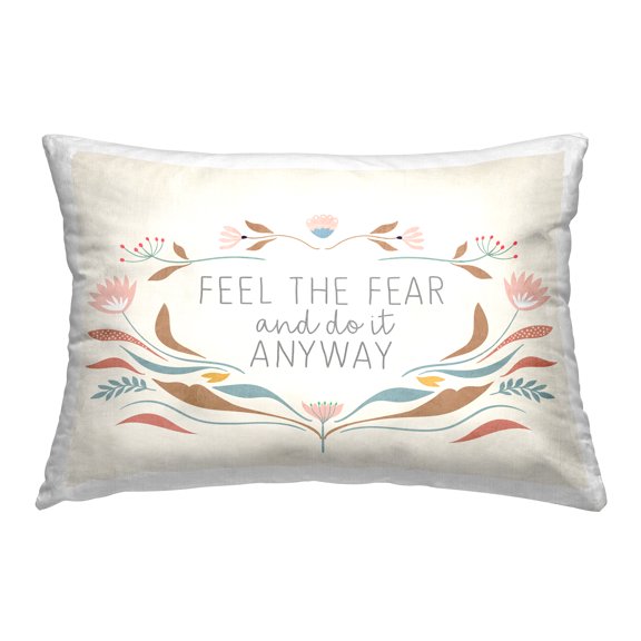Stupell Industries Feel The Fear Inspirational Decorative Printed Throw Pillow Design by Kim Allen.
