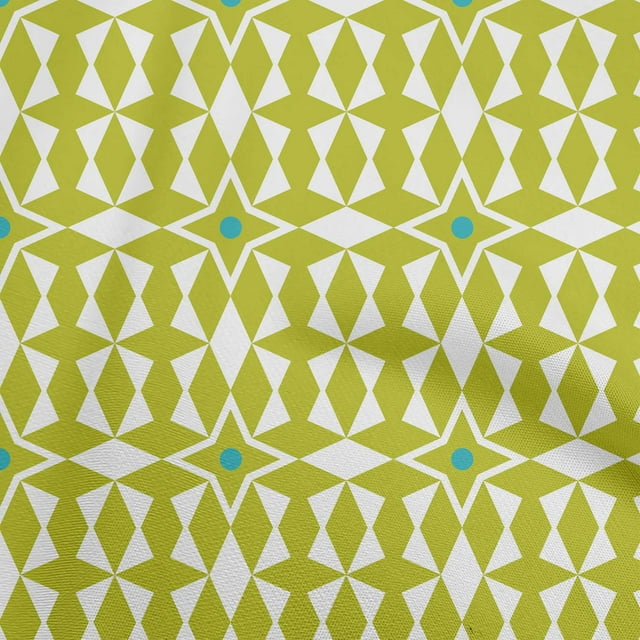 oneOone Velvet Light Green Fabric Geometric Sewing Material Print Fabric By The Yard 58 Inch Wide