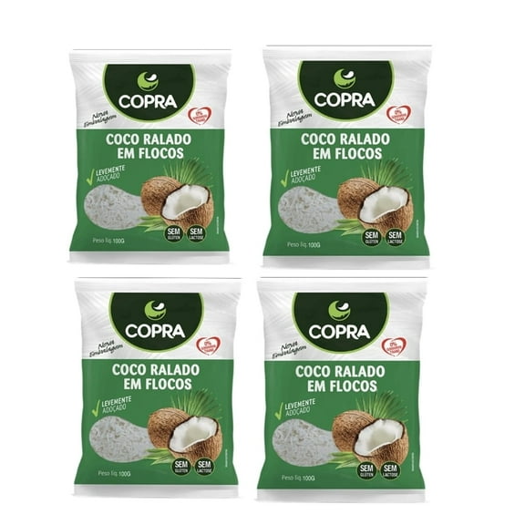 Copra Shredded Coconut 3.53 oz (100g) | Pack of 4 – Brazilian Coconut