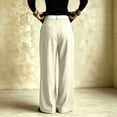 thumbnail image 4 of Smsaxvxz Womens Baggy Fashion Dress Pants Lightweight Pleated Wide Leg Pants Casual Loose Trousers White L, 4 of 8
