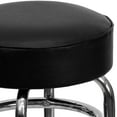 thumbnail image 3 of Double Ring Chrome Barstool with Black Seat, 3 of 9