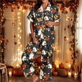 thumbnail image 2 of JAJAHO Halloween Pajamas Women 2 Piece Set Pumpkin Ghost Matching Button Shirt With Pants, 2 of 5