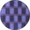 thumbnail image 1 of Ahgly Company Indoor Round Checkered Blue Modern Area Rugs, 5' Round, 1 of 4
