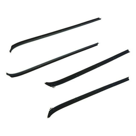 Front Door Window Belt Weatherstrip - 4 Piece Set - Compatible with 1981 - 1993 Dodge D250 1982 1983 1984 1985 1986 1987 1988 1989 1990 1991 1992
