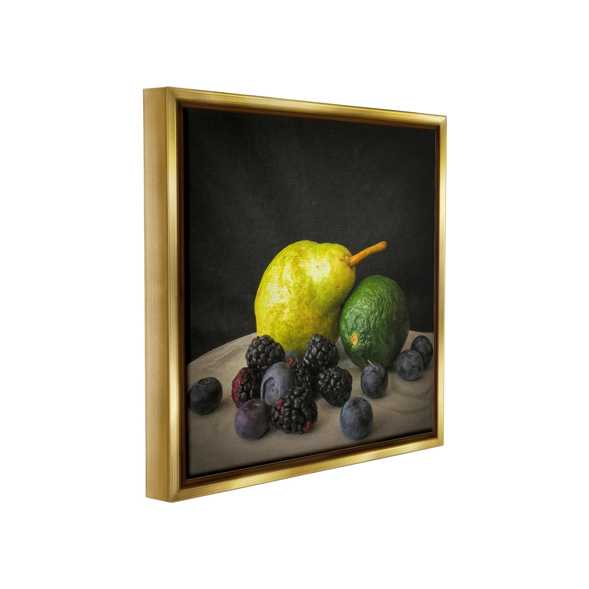 Stupell Industries Fruit & Berries Still Life Food & Beverage Painting Gold Floater Framed Canvas Art Print Wall Art, 18 x 18