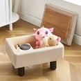 thumbnail image 3 of Tcbosik Rectangular Storage Ottoman with Flip-Top Lid, Small Footrest Stool with Hidden Compartment, Linen Fabric Padded Seat with Wooden Legs, for Bedroom Living Room Entryway, Khaki, 3 of 7
