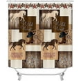 thumbnail image 2 of 4PCS Western Cowboy Shower Curtain Set, Horse Desert Cactus Sunset Country Rustic Farmhouse Wild West Bathroom Decor, Waterproof Fabric Shower Curtain, Non-Slip Bath Mat Toilet Rug, 2 of 7